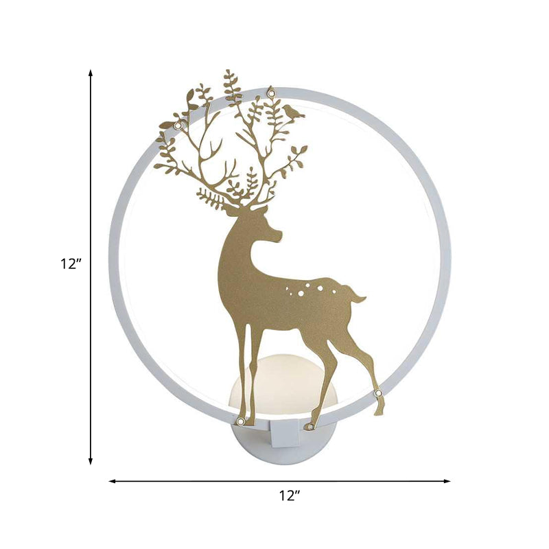 Gold Deer Mural Lamp Nordic Acrylic LED Hoop Wall Lighting Ideas for Living Room Clearhalo 'Modern wall lights' 'Modern' 'Wall Lamps & Sconces' 'Wall Lights' Lighting' 1126437
