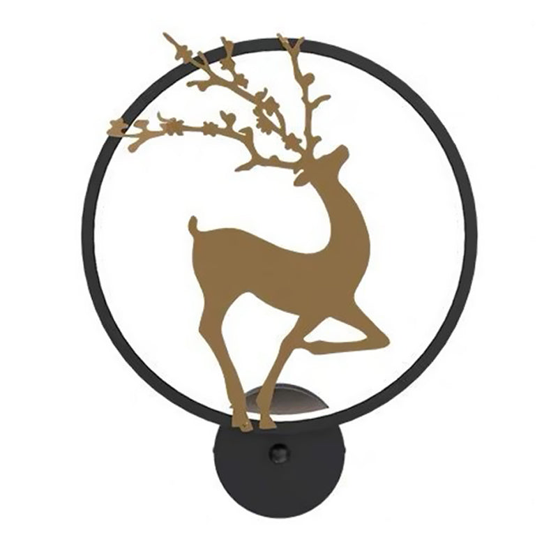 Elk Mural Light Fixture Nordic Metallic Bedroom LED Wall Mounted Lighting with Black Ring Clearhalo 'Cast Iron' 'Glass' 'Industrial' 'Modern wall lights' 'Modern' 'Tiffany' 'Traditional wall lights' 'Wall Lamps & Sconces' 'Wall Lights' Lighting' 1126439