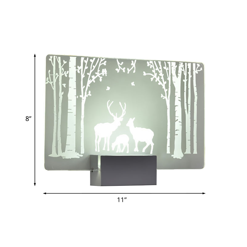 Artistry LED Wall Lighting Clear Coconut Tree/Elk Wall Mount Mural Lamp with Aluminum Shade for Bedroom Clearhalo 'Cast Iron' 'Glass' 'Industrial' 'Modern wall lights' 'Modern' 'Tiffany' 'Traditional wall lights' 'Wall Lamps & Sconces' 'Wall Lights' Lighting' 1126449