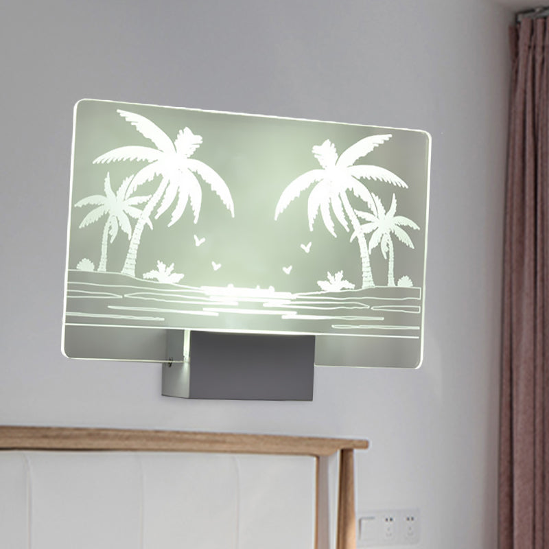 Artistry LED Wall Lighting Clear Coconut Tree/Elk Wall Mount Mural Lamp with Aluminum Shade for Bedroom Clearhalo 'Cast Iron' 'Glass' 'Industrial' 'Modern wall lights' 'Modern' 'Tiffany' 'Traditional wall lights' 'Wall Lamps & Sconces' 'Wall Lights' Lighting' 1126451