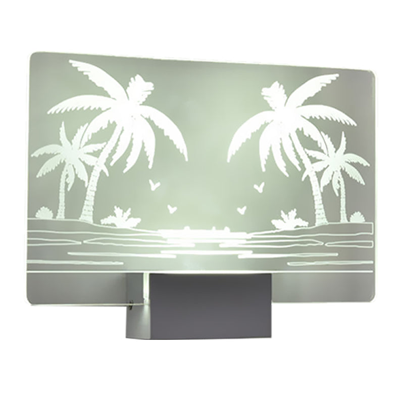 Artistry LED Wall Lighting Clear Coconut Tree/Elk Wall Mount Mural Lamp with Aluminum Shade for Bedroom Clearhalo 'Cast Iron' 'Glass' 'Industrial' 'Modern wall lights' 'Modern' 'Tiffany' 'Traditional wall lights' 'Wall Lamps & Sconces' 'Wall Lights' Lighting' 1126453