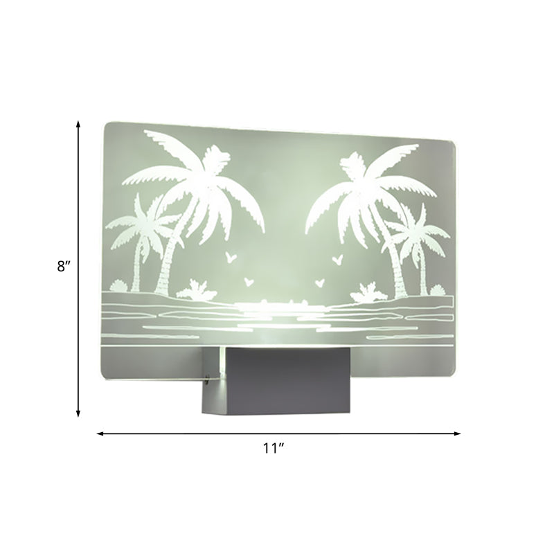 Artistry LED Wall Lighting Clear Coconut Tree/Elk Wall Mount Mural Lamp with Aluminum Shade for Bedroom Clearhalo 'Cast Iron' 'Glass' 'Industrial' 'Modern wall lights' 'Modern' 'Tiffany' 'Traditional wall lights' 'Wall Lamps & Sconces' 'Wall Lights' Lighting' 1126454