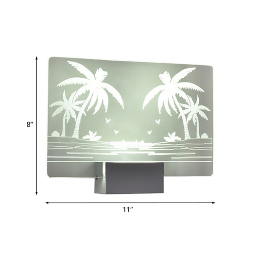 Artistry LED Wall Lighting Clear Coconut Tree/Elk Wall Mount Mural Lamp with Aluminum Shade for Bedroom Clearhalo 'Cast Iron' 'Glass' 'Industrial' 'Modern wall lights' 'Modern' 'Tiffany' 'Traditional wall lights' 'Wall Lamps & Sconces' 'Wall Lights' Lighting' 1126454