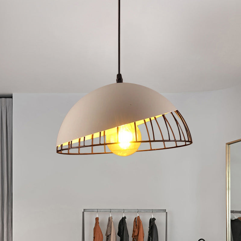 12"/14" Wide 1 Head Bowl Hanging Light Retro Style Black/Gray Finish Metal Pendant Lighting for Dining Table Clearhalo 'Ceiling Lights' 'Modern Pendants' 'Modern' 'Pendant Lights' 'Pendants' Lighting' 1126767