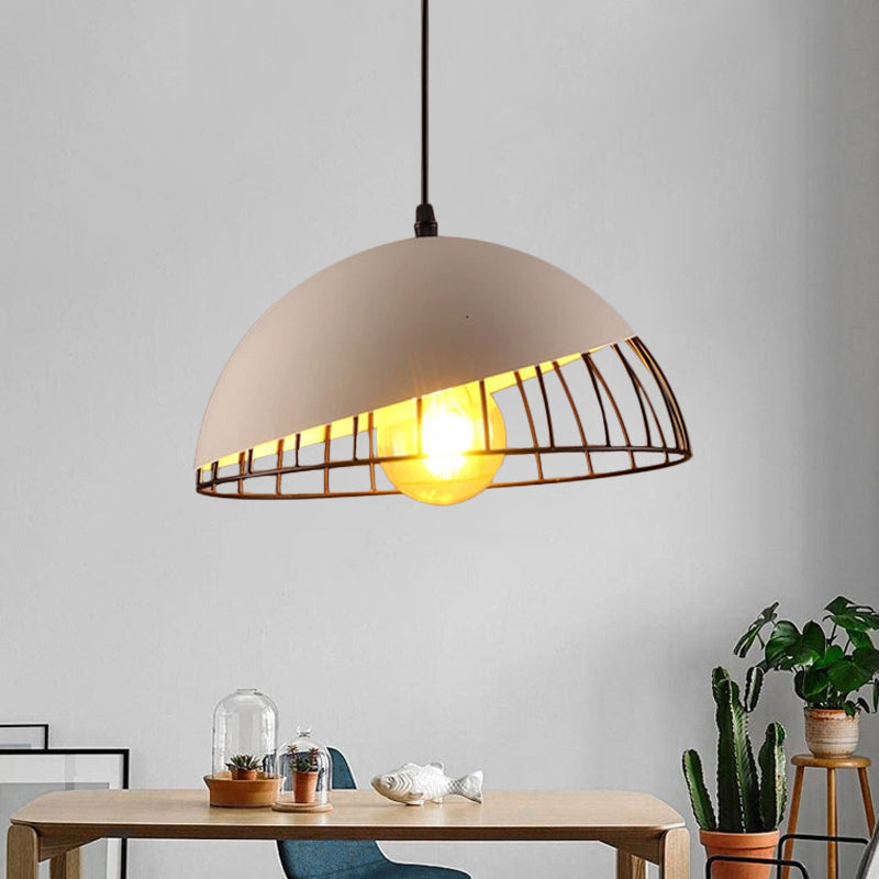 12"/14" Wide 1 Head Bowl Hanging Light Retro Style Black/Gray Finish Metal Pendant Lighting for Dining Table Clearhalo 'Ceiling Lights' 'Modern Pendants' 'Modern' 'Pendant Lights' 'Pendants' Lighting' 1126768