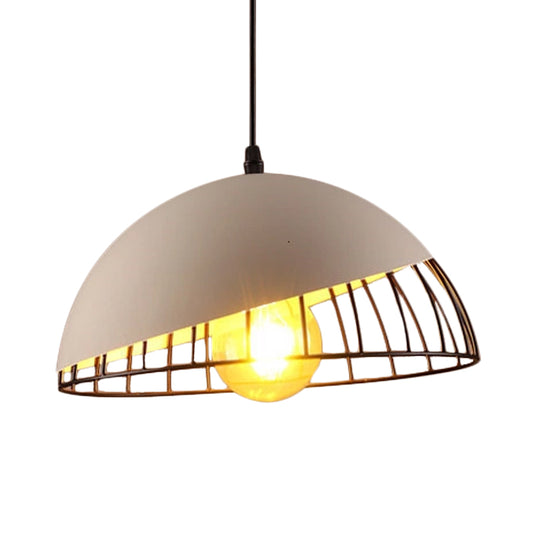 12"/14" Wide 1 Head Bowl Hanging Light Retro Style Black/Gray Finish Metal Pendant Lighting for Dining Table Clearhalo 'Ceiling Lights' 'Modern Pendants' 'Modern' 'Pendant Lights' 'Pendants' Lighting' 1126769