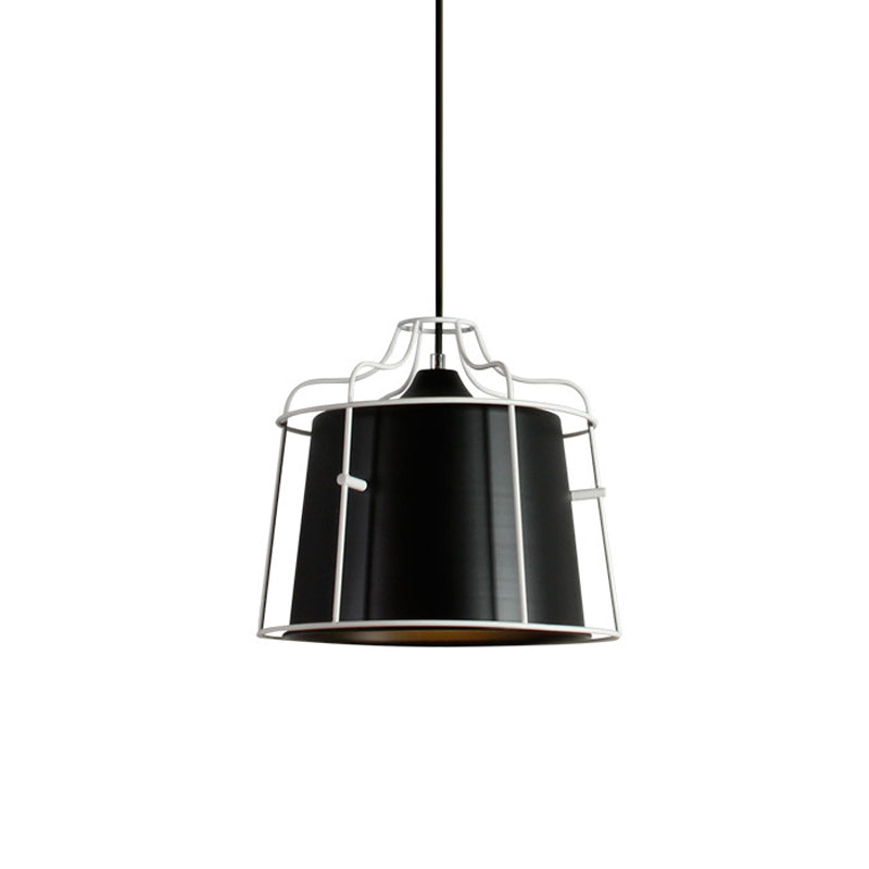 1 Light Tapered Hanging Ceiling Light with Cage Shade Modern Style Black/Blue Metal Pendant Lighting over Table Clearhalo 'Ceiling Lights' 'Modern Pendants' 'Modern' 'Pendant Lights' 'Pendants' Lighting' 1127104