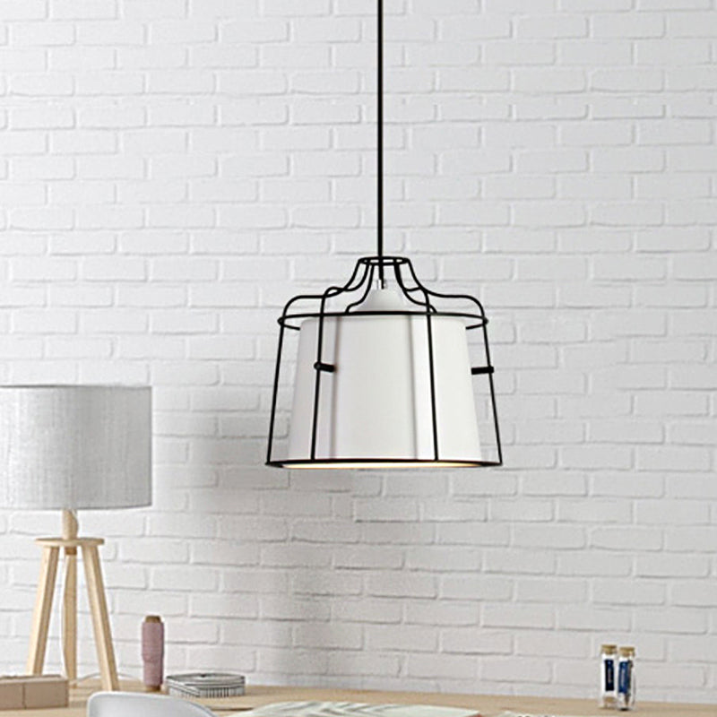 1 Light Tapered Hanging Ceiling Light with Cage Shade Modern Style Black/Blue Metal Pendant Lighting over Table Clearhalo 'Ceiling Lights' 'Modern Pendants' 'Modern' 'Pendant Lights' 'Pendants' Lighting' 1127108