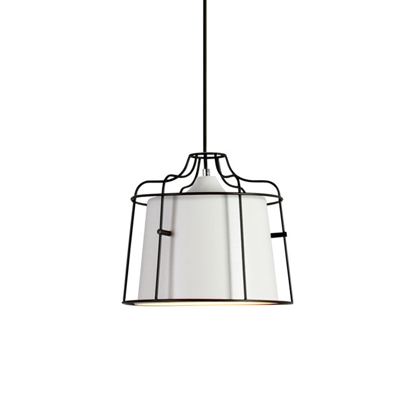 1 Light Tapered Hanging Ceiling Light with Cage Shade Modern Style Black/Blue Metal Pendant Lighting over Table Clearhalo 'Ceiling Lights' 'Modern Pendants' 'Modern' 'Pendant Lights' 'Pendants' Lighting' 1127109