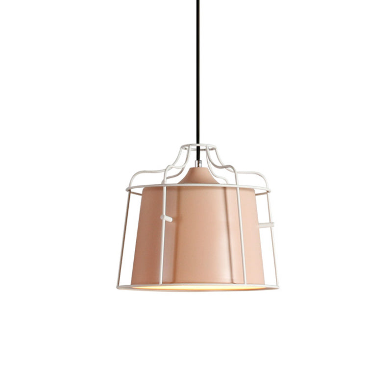 1 Light Tapered Hanging Ceiling Light with Cage Shade Modern Style Black/Blue Metal Pendant Lighting over Table Clearhalo 'Ceiling Lights' 'Modern Pendants' 'Modern' 'Pendant Lights' 'Pendants' Lighting' 1127113