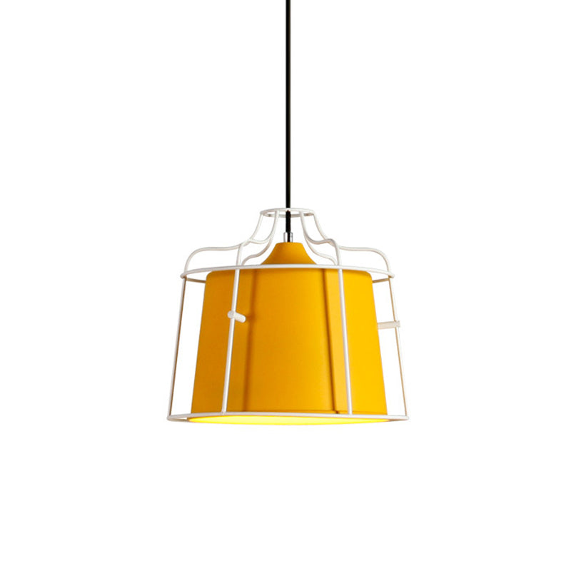 1 Light Tapered Hanging Ceiling Light with Cage Shade Modern Style Black/Blue Metal Pendant Lighting over Table Clearhalo 'Ceiling Lights' 'Modern Pendants' 'Modern' 'Pendant Lights' 'Pendants' Lighting' 1127121