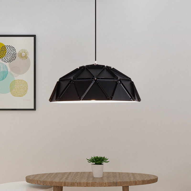 Macaron Domed Hanging Ceiling Light 1 Light Metallic Pendant Lamp in Yellow/White for Living Room Clearhalo 'Ceiling Lights' 'Modern Pendants' 'Modern' 'Pendant Lights' 'Pendants' Lighting' 1127237