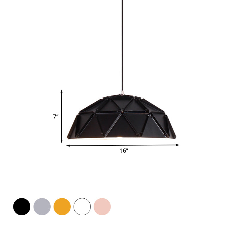 Macaron Domed Hanging Ceiling Light 1 Light Metallic Pendant Lamp in Yellow/White for Living Room Clearhalo 'Ceiling Lights' 'Modern Pendants' 'Modern' 'Pendant Lights' 'Pendants' Lighting' 1127239