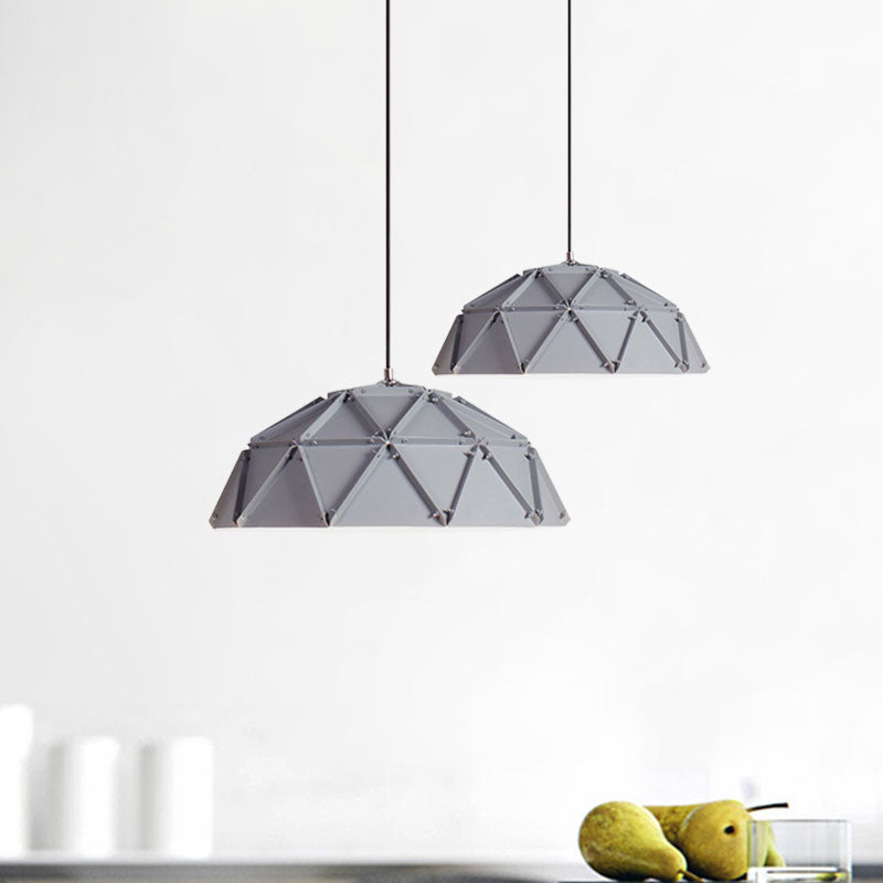 Macaron Domed Hanging Ceiling Light 1 Light Metallic Pendant Lamp in Yellow/White for Living Room Clearhalo 'Ceiling Lights' 'Modern Pendants' 'Modern' 'Pendant Lights' 'Pendants' Lighting' 1127241