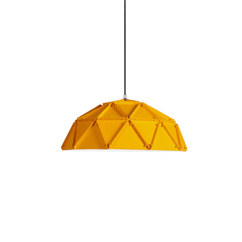 Macaron Domed Hanging Ceiling Light 1 Light Metallic Pendant Lamp in Yellow/White for Living Room Clearhalo 'Ceiling Lights' 'Modern Pendants' 'Modern' 'Pendant Lights' 'Pendants' Lighting' 1127247