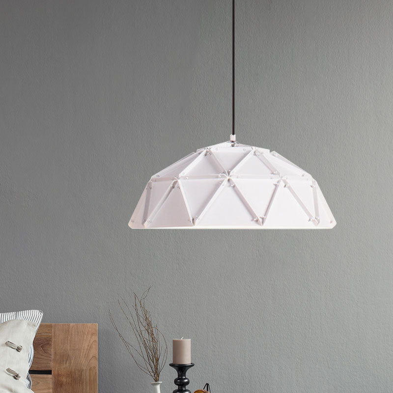 Macaron Domed Hanging Ceiling Light 1 Light Metallic Pendant Lamp in Yellow/White for Living Room White Clearhalo 'Ceiling Lights' 'Modern Pendants' 'Modern' 'Pendant Lights' 'Pendants' Lighting' 1127248