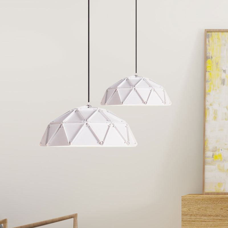 Macaron Domed Hanging Ceiling Light 1 Light Metallic Pendant Lamp in Yellow/White for Living Room Clearhalo 'Ceiling Lights' 'Modern Pendants' 'Modern' 'Pendant Lights' 'Pendants' Lighting' 1127249