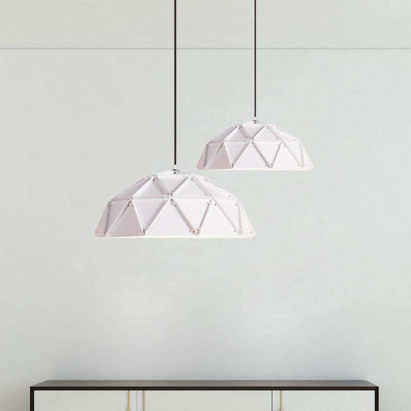 Macaron Domed Hanging Ceiling Light 1 Light Metallic Pendant Lamp in Yellow/White for Living Room Clearhalo 'Ceiling Lights' 'Modern Pendants' 'Modern' 'Pendant Lights' 'Pendants' Lighting' 1127250