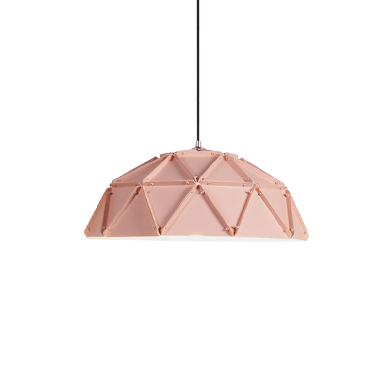 Macaron Domed Hanging Ceiling Light 1 Light Metallic Pendant Lamp in Yellow/White for Living Room Clearhalo 'Ceiling Lights' 'Modern Pendants' 'Modern' 'Pendant Lights' 'Pendants' Lighting' 1127255