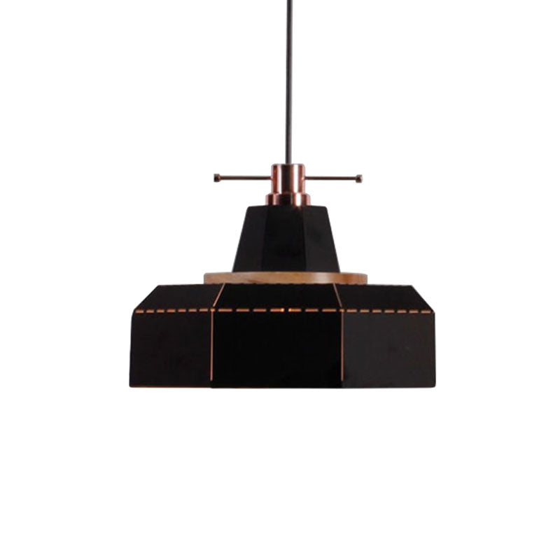 Cylinder/Diamond Shade Indoor Pendant Lighting Modern Style Metal and Wood 1 Light Black/White Ceiling Fixture Clearhalo 'Ceiling Lights' 'Modern Pendants' 'Modern' 'Pendant Lights' 'Pendants' Lighting' 1127333