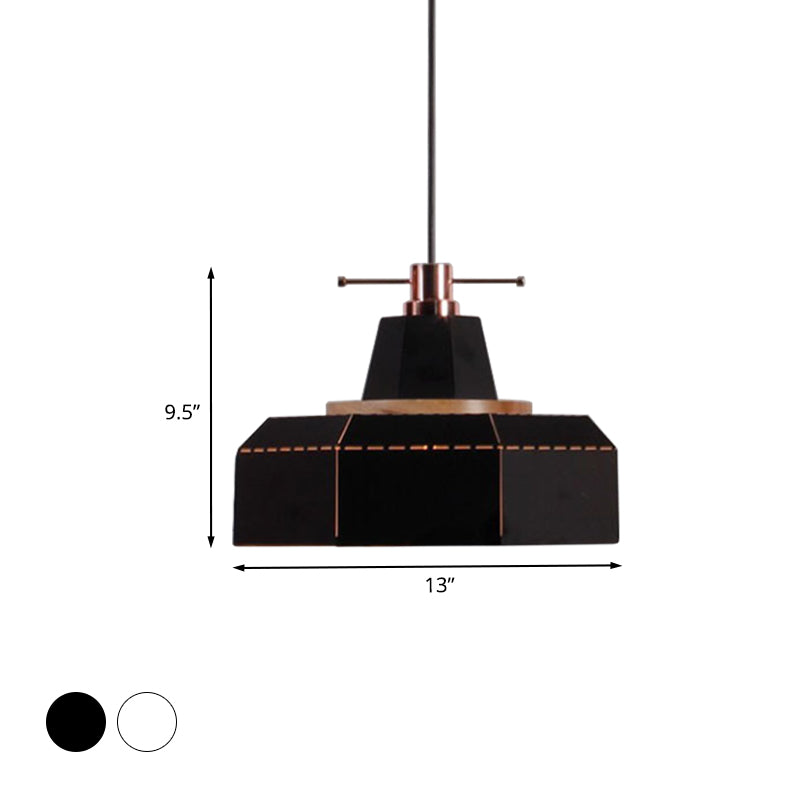 Cylinder/Diamond Shade Indoor Pendant Lighting Modern Style Metal and Wood 1 Light Black/White Ceiling Fixture Clearhalo 'Ceiling Lights' 'Modern Pendants' 'Modern' 'Pendant Lights' 'Pendants' Lighting' 1127334