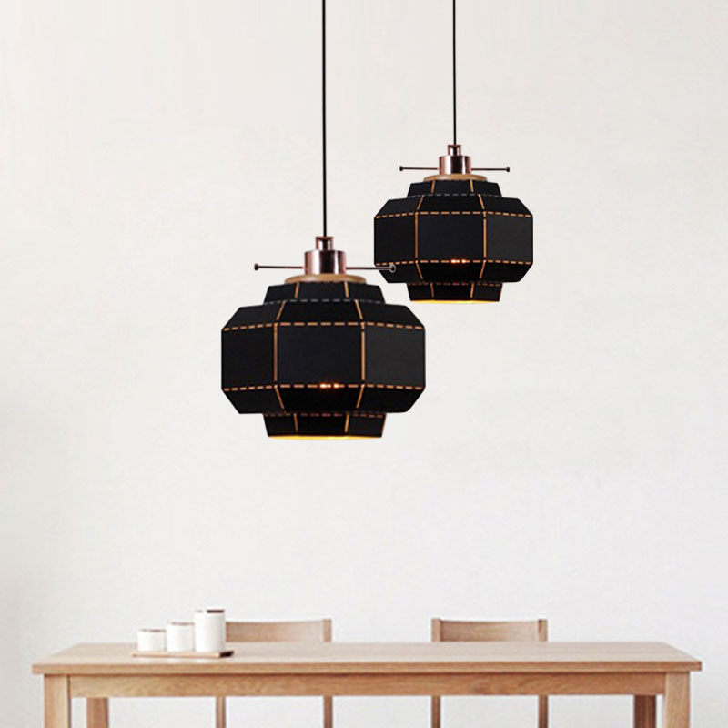 Cylinder/Diamond Shade Indoor Pendant Lighting Modern Style Metal and Wood 1 Light Black/White Ceiling Fixture Clearhalo 'Ceiling Lights' 'Modern Pendants' 'Modern' 'Pendant Lights' 'Pendants' Lighting' 1127341