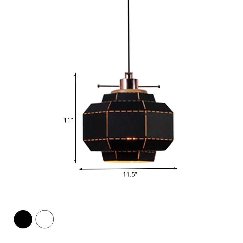 Cylinder/Diamond Shade Indoor Pendant Lighting Modern Style Metal and Wood 1 Light Black/White Ceiling Fixture Clearhalo 'Ceiling Lights' 'Modern Pendants' 'Modern' 'Pendant Lights' 'Pendants' Lighting' 1127343