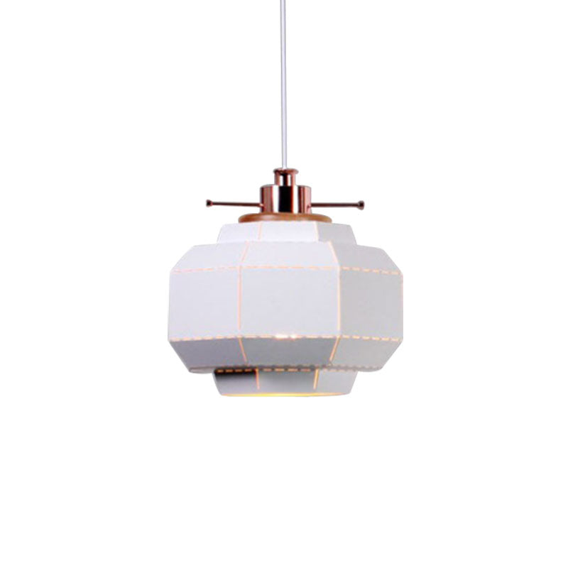 Cylinder/Diamond Shade Indoor Pendant Lighting Modern Style Metal and Wood 1 Light Black/White Ceiling Fixture Clearhalo 'Ceiling Lights' 'Modern Pendants' 'Modern' 'Pendant Lights' 'Pendants' Lighting' 1127347