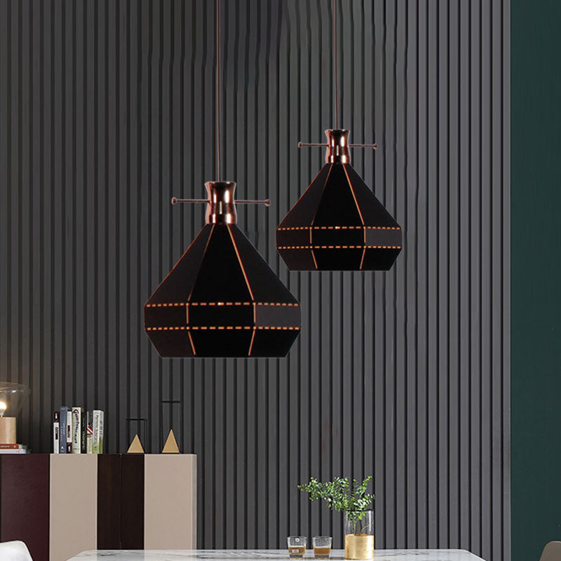 Cylinder/Diamond Shade Indoor Pendant Lighting Modern Style Metal and Wood 1 Light Black/White Ceiling Fixture Clearhalo 'Ceiling Lights' 'Modern Pendants' 'Modern' 'Pendant Lights' 'Pendants' Lighting' 1127349