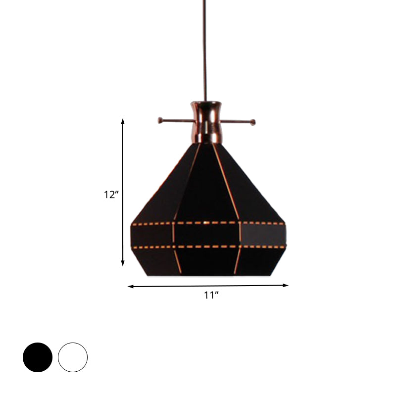 Cylinder/Diamond Shade Indoor Pendant Lighting Modern Style Metal and Wood 1 Light Black/White Ceiling Fixture Clearhalo 'Ceiling Lights' 'Modern Pendants' 'Modern' 'Pendant Lights' 'Pendants' Lighting' 1127352