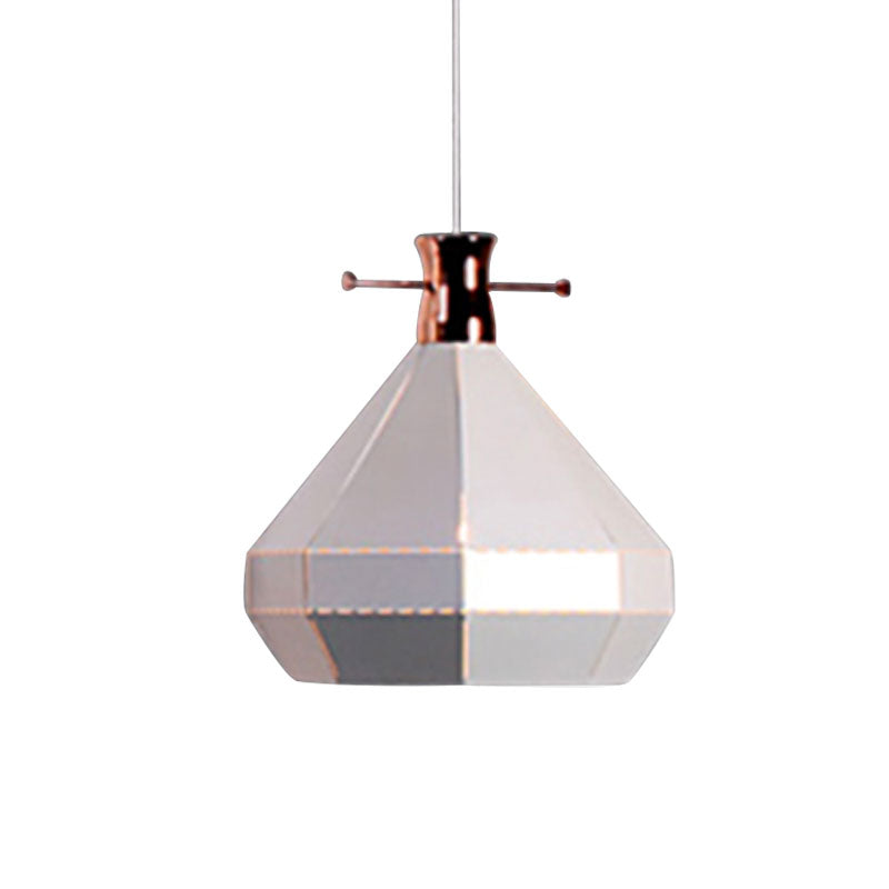 Cylinder/Diamond Shade Indoor Pendant Lighting Modern Style Metal and Wood 1 Light Black/White Ceiling Fixture Clearhalo 'Ceiling Lights' 'Modern Pendants' 'Modern' 'Pendant Lights' 'Pendants' Lighting' 1127356