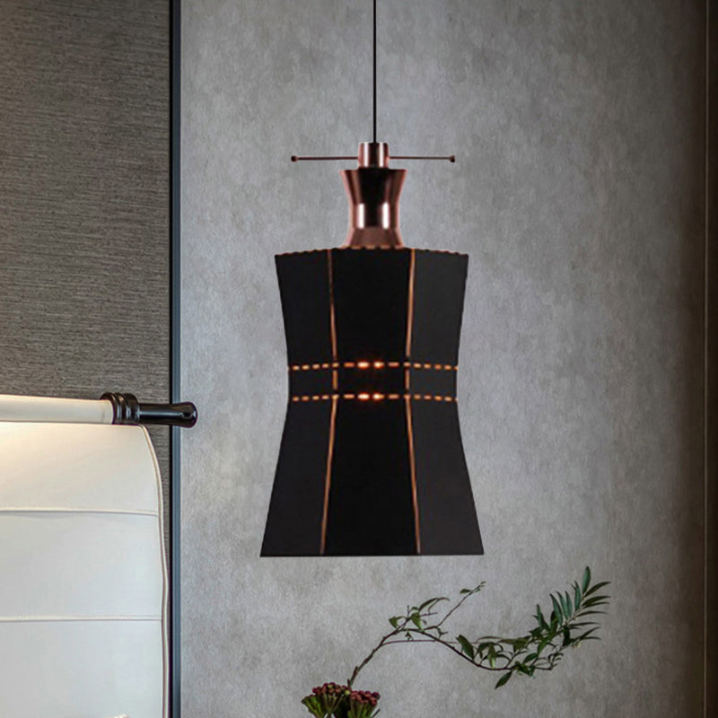 Cylinder/Diamond Shade Indoor Pendant Lighting Modern Style Metal and Wood 1 Light Black/White Ceiling Fixture Black D Clearhalo 'Ceiling Lights' 'Modern Pendants' 'Modern' 'Pendant Lights' 'Pendants' Lighting' 1127357