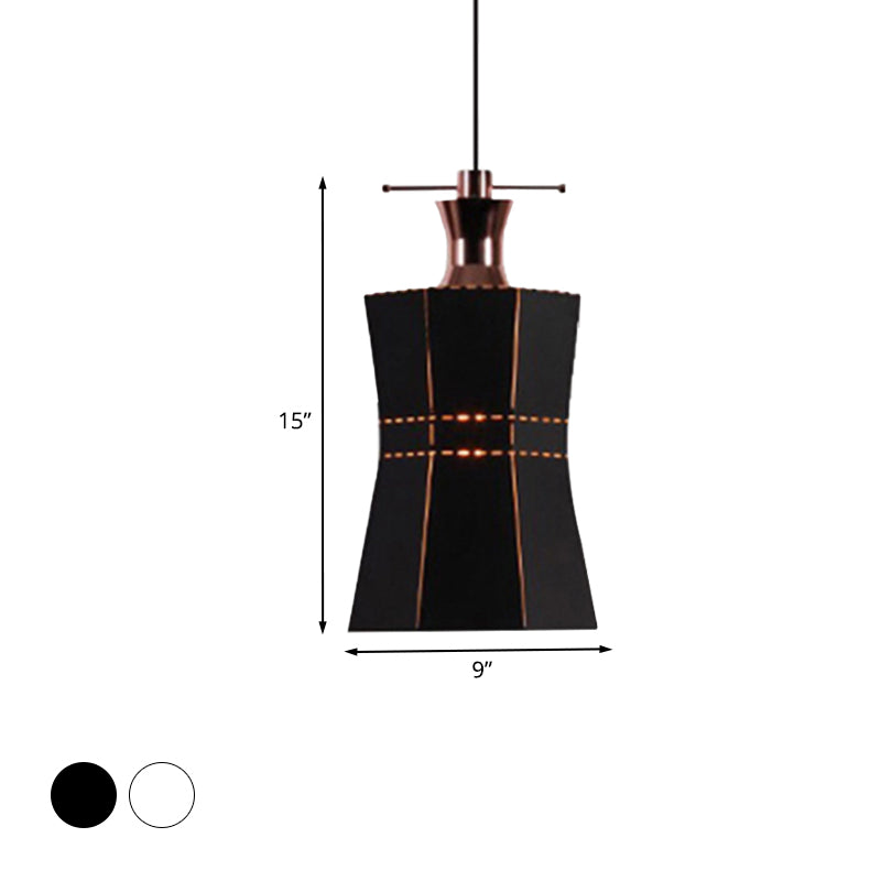 Cylinder/Diamond Shade Indoor Pendant Lighting Modern Style Metal and Wood 1 Light Black/White Ceiling Fixture Clearhalo 'Ceiling Lights' 'Modern Pendants' 'Modern' 'Pendant Lights' 'Pendants' Lighting' 1127361