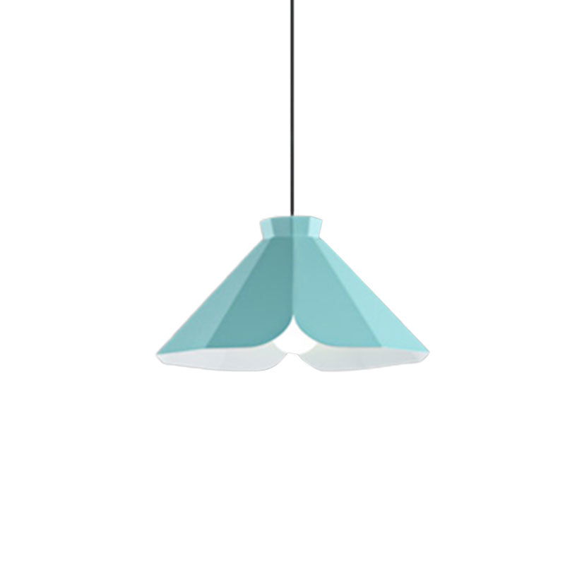 Metallic Tapered Pendant Light Fixture Macaron Style 1 Light Restaurant Hanging Lamp in Blue/Green/Orange Clearhalo 'Ceiling Lights' 'Modern Pendants' 'Modern' 'Pendant Lights' 'Pendants' Lighting' 1127435