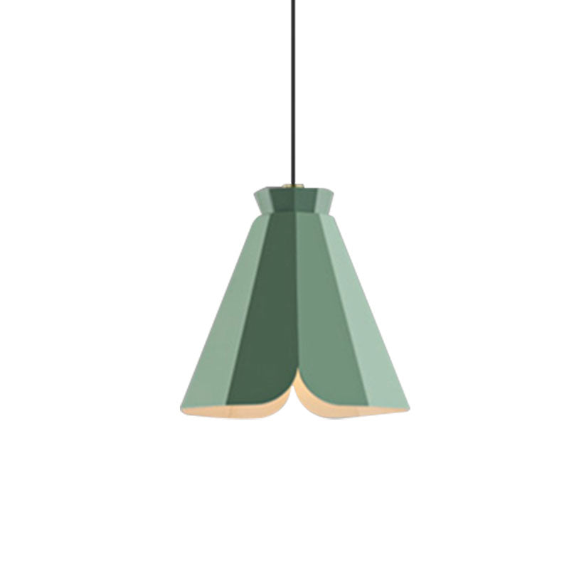 Metallic Tapered Pendant Light Fixture Macaron Style 1 Light Restaurant Hanging Lamp in Blue/Green/Orange Clearhalo 'Ceiling Lights' 'Modern Pendants' 'Modern' 'Pendant Lights' 'Pendants' Lighting' 1127445