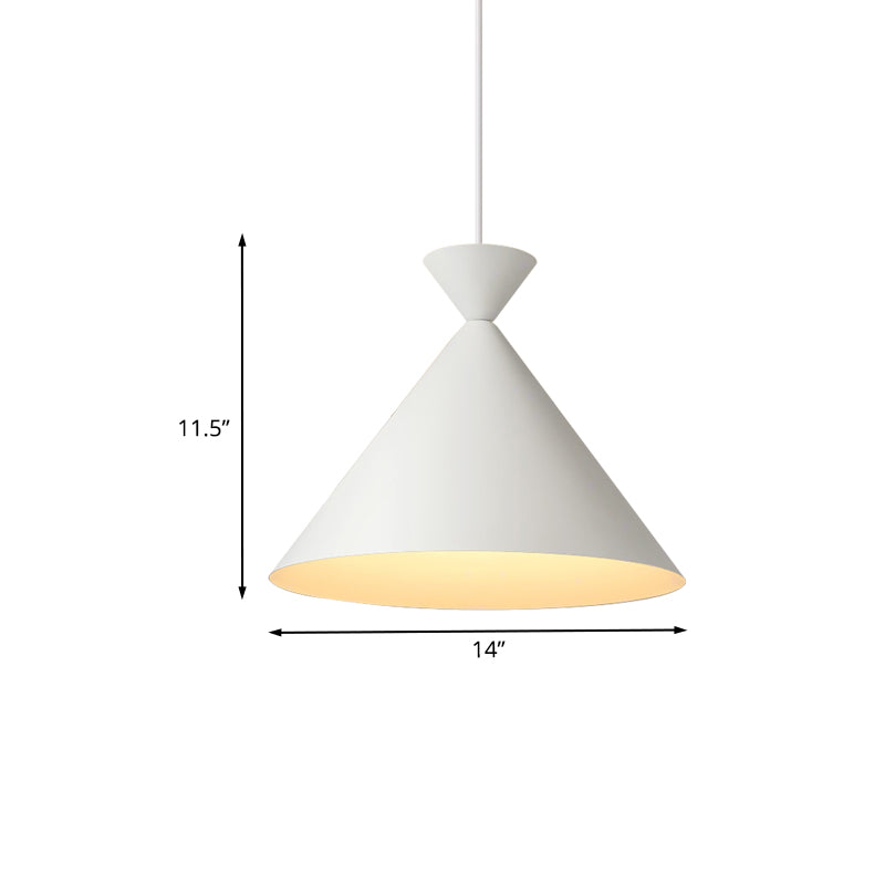 Conical Metal Hanging Ceiling Light Modernism 1 Light Dining Table Pendant Lamp in White Clearhalo 'Ceiling Lights' 'Modern Pendants' 'Modern' 'Pendant Lights' 'Pendants' Lighting' 1127451