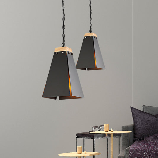 1 Bulb Pyramid Pendant Light Contemporary Black/White Metal Ceiling Light Fixture with Adjustable Chain Clearhalo 'Ceiling Lights' 'Modern Pendants' 'Modern' 'Pendant Lights' 'Pendants' Lighting' 1127454