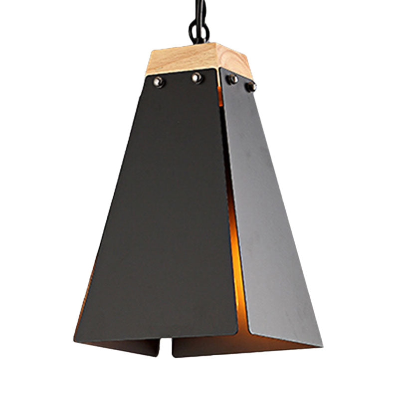 1 Bulb Pyramid Pendant Light Contemporary Black/White Metal Ceiling Light Fixture with Adjustable Chain Clearhalo 'Ceiling Lights' 'Modern Pendants' 'Modern' 'Pendant Lights' 'Pendants' Lighting' 1127455