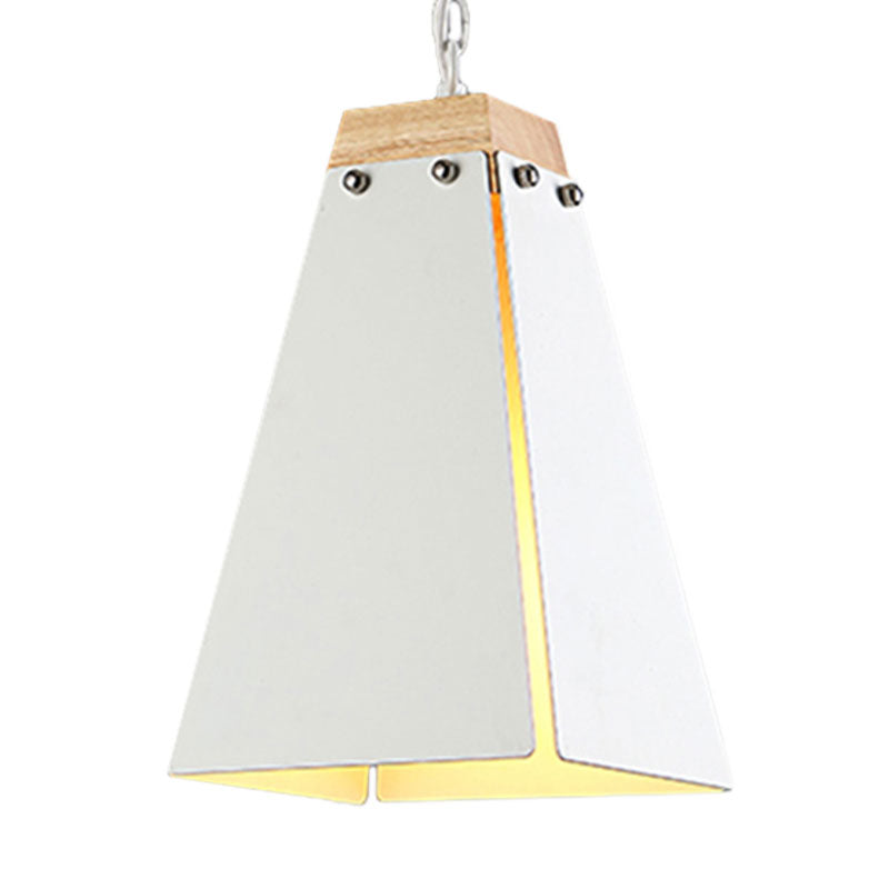 1 Bulb Pyramid Pendant Light Contemporary Black/White Metal Ceiling Light Fixture with Adjustable Chain Clearhalo 'Ceiling Lights' 'Modern Pendants' 'Modern' 'Pendant Lights' 'Pendants' Lighting' 1127460