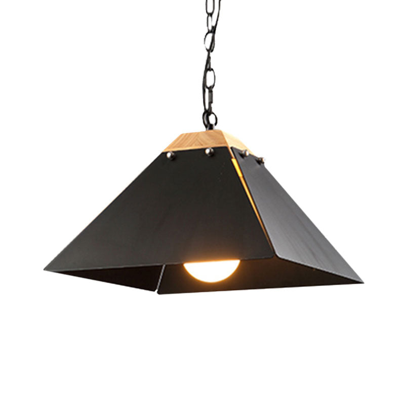 1 Bulb Pyramid Pendant Light Contemporary Black/White Metal Ceiling Light Fixture with Adjustable Chain Clearhalo 'Ceiling Lights' 'Modern Pendants' 'Modern' 'Pendant Lights' 'Pendants' Lighting' 1127464