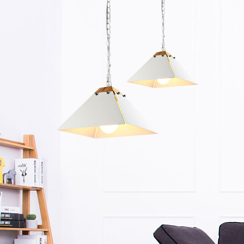 1 Bulb Pyramid Pendant Light Contemporary Black/White Metal Ceiling Light Fixture with Adjustable Chain Clearhalo 'Ceiling Lights' 'Modern Pendants' 'Modern' 'Pendant Lights' 'Pendants' Lighting' 1127468