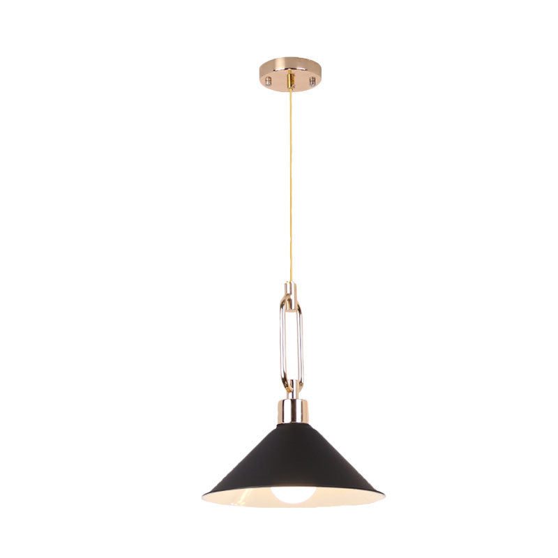 Nordic Tapered Shade Pendant Lighting 1 Bulb Metal Hanging Lamp in Black/White over Table Clearhalo 'Ceiling Lights' 'Modern Pendants' 'Modern' 'Pendant Lights' 'Pendants' Lighting' 1127473