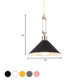 Nordic Tapered Shade Pendant Lighting 1 Bulb Metal Hanging Lamp in Black/White over Table Clearhalo 'Ceiling Lights' 'Modern Pendants' 'Modern' 'Pendant Lights' 'Pendants' Lighting' 1127474