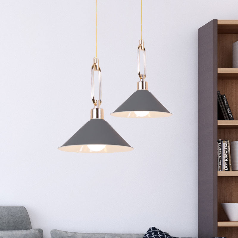 Nordic Tapered Shade Pendant Lighting 1 Bulb Metal Hanging Lamp in Black/White over Table Clearhalo 'Ceiling Lights' 'Modern Pendants' 'Modern' 'Pendant Lights' 'Pendants' Lighting' 1127485