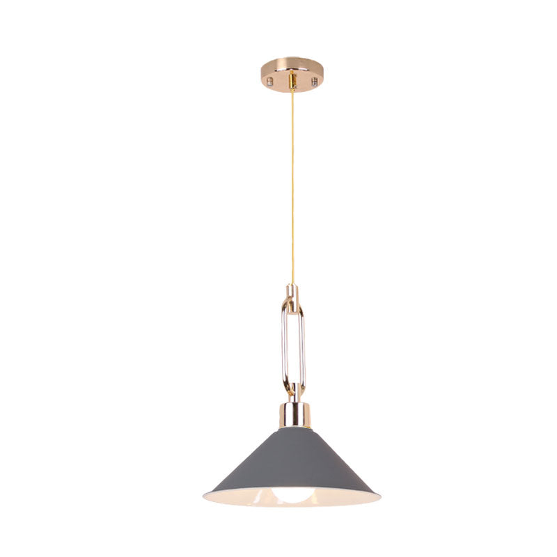 Nordic Tapered Shade Pendant Lighting 1 Bulb Metal Hanging Lamp in Black/White over Table Clearhalo 'Ceiling Lights' 'Modern Pendants' 'Modern' 'Pendant Lights' 'Pendants' Lighting' 1127486