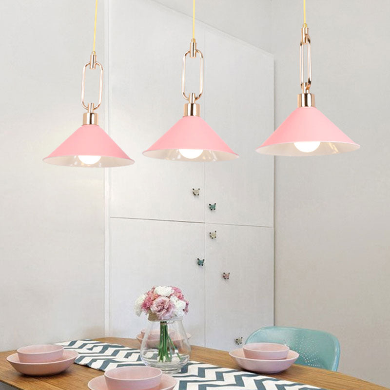 Nordic Tapered Shade Pendant Lighting 1 Bulb Metal Hanging Lamp in Black/White over Table Clearhalo 'Ceiling Lights' 'Modern Pendants' 'Modern' 'Pendant Lights' 'Pendants' Lighting' 1127488