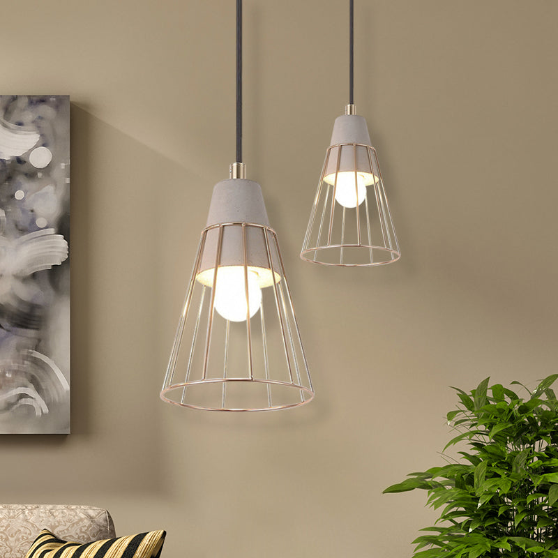 Nordic Style Caged Pendant Lamp 1 Bulb Metal Hanging Ceiling Light with Adjustable Cord in Gold Clearhalo 'Ceiling Lights' 'Modern Pendants' 'Modern' 'Pendant Lights' 'Pendants' Lighting' 1127493