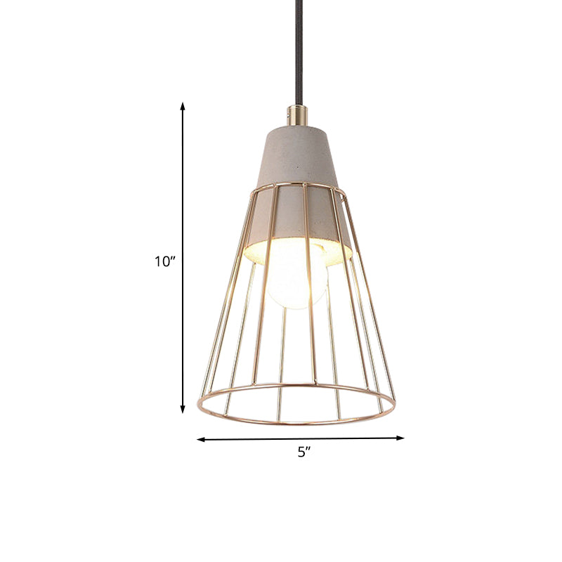 Nordic Style Caged Pendant Lamp 1 Bulb Metal Hanging Ceiling Light with Adjustable Cord in Gold Clearhalo 'Ceiling Lights' 'Modern Pendants' 'Modern' 'Pendant Lights' 'Pendants' Lighting' 1127495