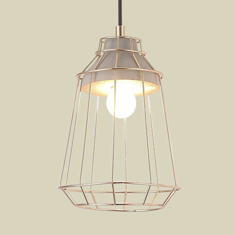 Nordic Style Caged Pendant Lamp 1 Bulb Metal Hanging Ceiling Light with Adjustable Cord in Gold Clearhalo 'Ceiling Lights' 'Modern Pendants' 'Modern' 'Pendant Lights' 'Pendants' Lighting' 1127499