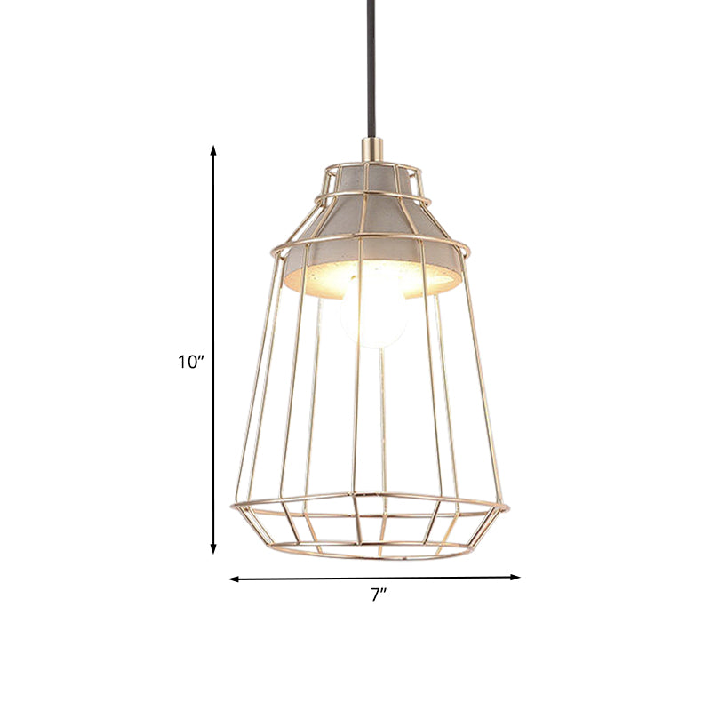 Nordic Style Caged Pendant Lamp 1 Bulb Metal Hanging Ceiling Light with Adjustable Cord in Gold Clearhalo 'Ceiling Lights' 'Modern Pendants' 'Modern' 'Pendant Lights' 'Pendants' Lighting' 1127500